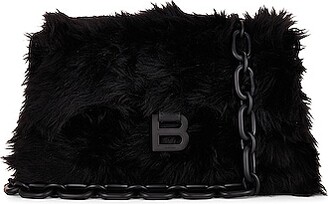 Balenciaga XS Downtown Faux Fur Shoulder Bag in Black - ShopStyle