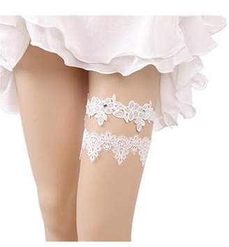 Bhwin Rhinestones Lace Bridal Garter Belt Set Vintage Beaded Wedding Garter