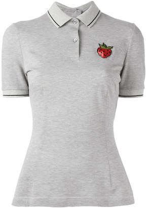 Dolce & Gabbana sequin strawberry patch polo shirt