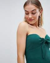 Thumbnail for your product : Fashion Union Petite Bandeau Top With Tie Front In Fine Rib