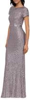 Thumbnail for your product : Betsy & Adam Sequined Powermesh Column Gown