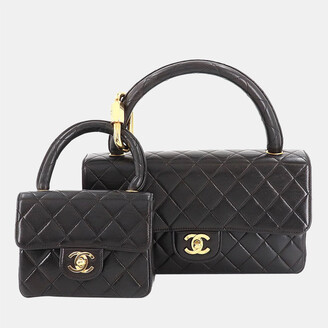 Chanel Pink Wild Stitch Quilted Calfskin Mini Surpique Top-Handle Flap Bag Gold Hardware, 2005 (Very Good)