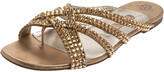 Thumbnail for your product : Gina Gold Leather Crystal Embellished Flat Slides Size 38.5