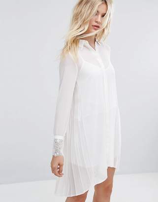 Sisley Shirt Dress With Lace Trims