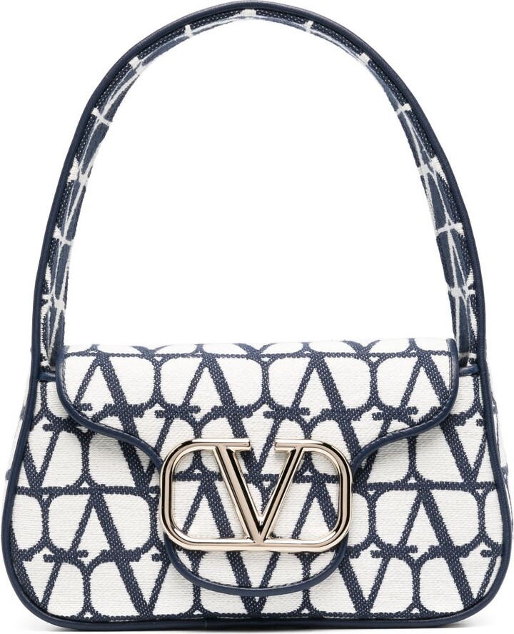 Valentino Garavani Shoulder Letter Bag In Two-tone Smooth Calfskin for  Woman in Blue/white