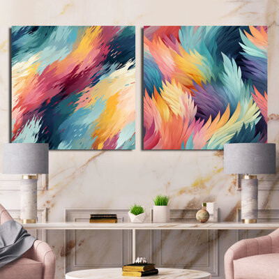 Design Art Contemporary Artistry Chevron Pattern - Abstract Square Collage Set Of 2