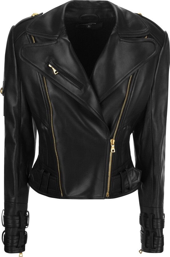 Balmain Leather biker jacket - ShopStyle