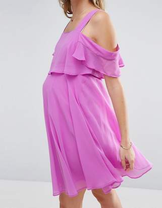 ASOS Maternity Cami Cold Shoulder Flutter Sleeve Mini Dress