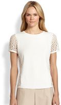 Thumbnail for your product : Lafayette 148 New York Short-Sleeve Eyelet-Trim Pullover