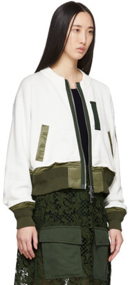 Sacai Off-White Knit Combo Bomber Jacket