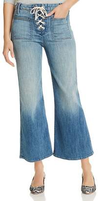 Mother The Lace-Up Roller Cropped Jeans in Where There's Smoke