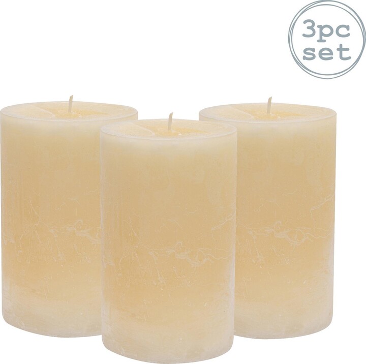 Nicola Spring Round Vanilla Pillar Candles 110 Hours Cream Pack of 3