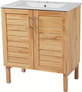 Burlywood Single Freestanding Bathroom Vanity With Ceramic top and 1 Cabinet