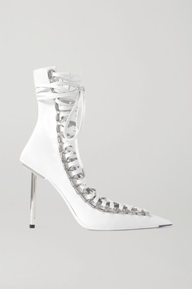 Balenciaga Corset Lace-up Leather Ankle Boots - White - ShopStyle