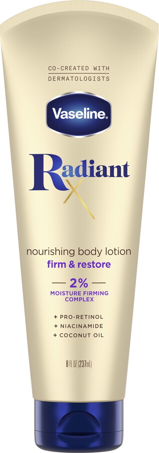 Vaseline Radiant X Firm & Restore Body Lotion with Pro-Retinol Niacinamide Dry Skin, 8 oz