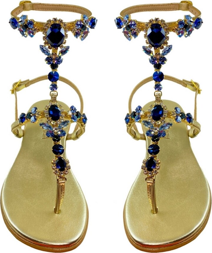 Blue Jeweled Sandals | Shop The Largest Collection | ShopStyle