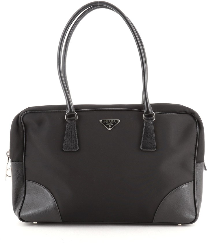 Prada Bauletto Bag Tessuto with Saffiano Leather Medium - ShopStyle