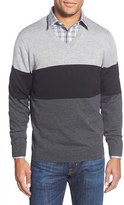 Thumbnail for your product : Nordstrom Colorblock Stripe V-Neck Merino Wool Sweater (Regular & Tall)