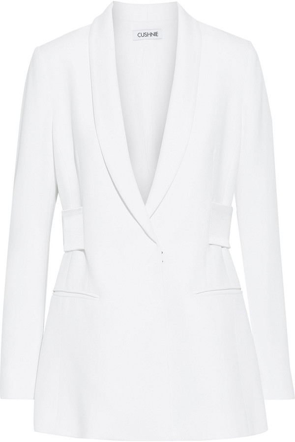 white silk blazer