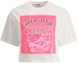 Miu Miu League Sequin Cropped T-Shirt