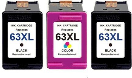 Ninestar Corporation 3 Pack High-Yield Black Tri-Color Ink Cartridges For HP F6U64AN F6U63AN 63XL Compatible For Use With HP DeskJet 3830 3831 3832 3833 3834 4650 4652...