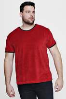 Thumbnail for your product : boohoo Big And Tall Velour T-Shirt With Contrast Rib