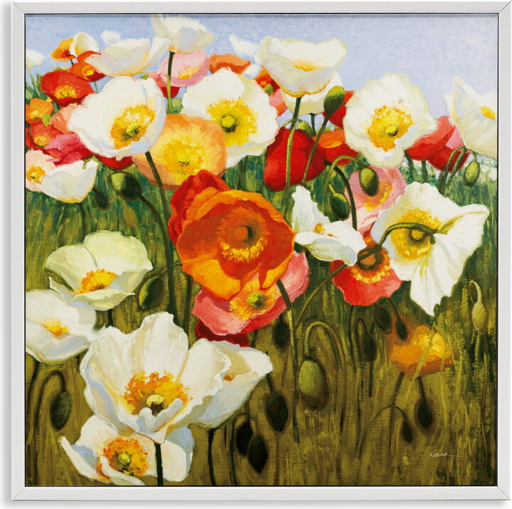 Stupell Industries Lush Poppy Meadow Botanical & Floral Painting White Framed Art Print Wall Art, 12 x 12