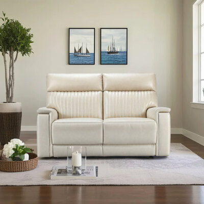 Hokku Designs Premium Leather Power Reclining Loveseat – Power Headrest & Lumbar Zero Gravity Usb &usb-c Charging