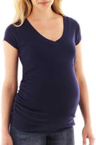 Thumbnail for your product : JCPenney Asstd National Brand Maternity Short-Sleeve V-Neck Side-Ruched Tee