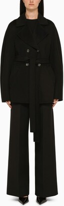 Sportmax Black double-breasted coat with belt