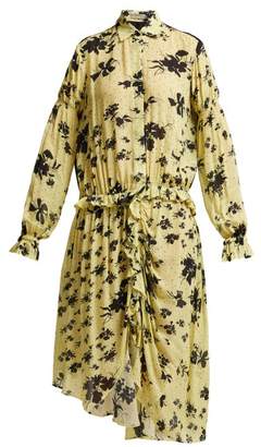 Preen Line Bonna Floral Print Ruched Midi Dress - Womens - Yellow Multi
