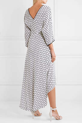 Diane von Furstenberg Asymmetric Polka-dot Silk Midi Wrap Dress - White