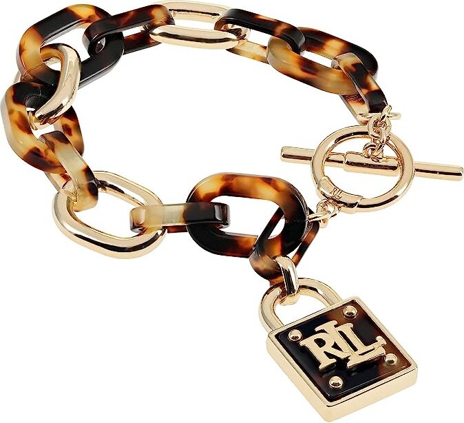 Lauren Ralph Lauren Tort Link Flex Bracelet (Gold/Tortoise) Bracelet ...