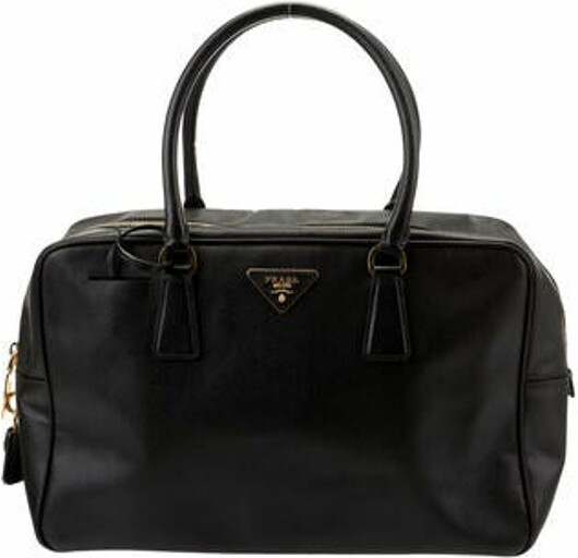 Prada Bauletto Bag Saffiano Leather Black Medium