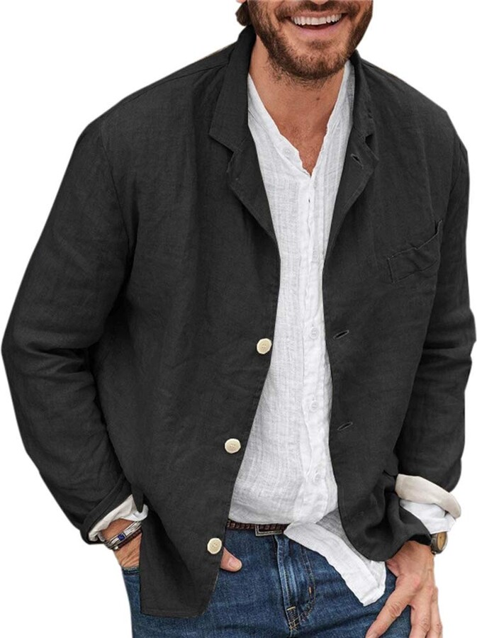 linen jacket black