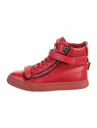 Giuseppe Zanotti Leather Wedge Sneakers Red - ShopStyle