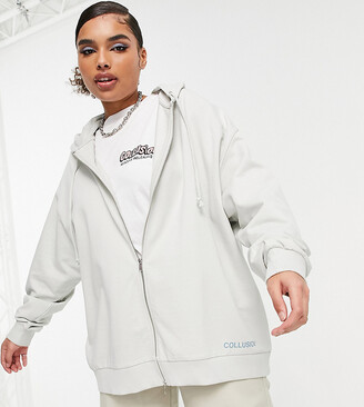 Collusion Plus zip up oversized hoodie in ice blue - part of a set -  ShopStyle