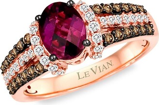 LeVian 14k Strawberry Gold®, Raspberry Rhodolite®, Vanilla Diamond® & Chocolate Diamond® Ring