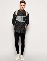 Thumbnail for your product : ASOS Denim Shirt in Long Sleeve With Stripe Panel