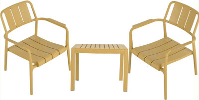 Latitude Run 2-Piece PP Single-Seater Chairs + Coffee Table Set – Indoor/Outdoor Multi-Purpose Furniture(No Assembly Chairs Easy Setup Table) – Polypropylene