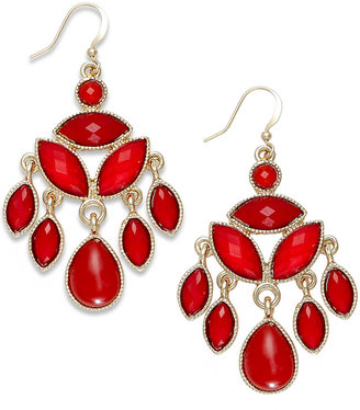 Style&Co. Gold-Tone Red Stone Chandelier Earrings