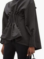 Thumbnail for your product : A.W.A.K.E. Mode Gathered Peplum-ruffle Satin Top - Black