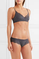 Thumbnail for your product : Stella McCartney Lily Blushing Lace-trimmed Ribbed-knit Briefs
