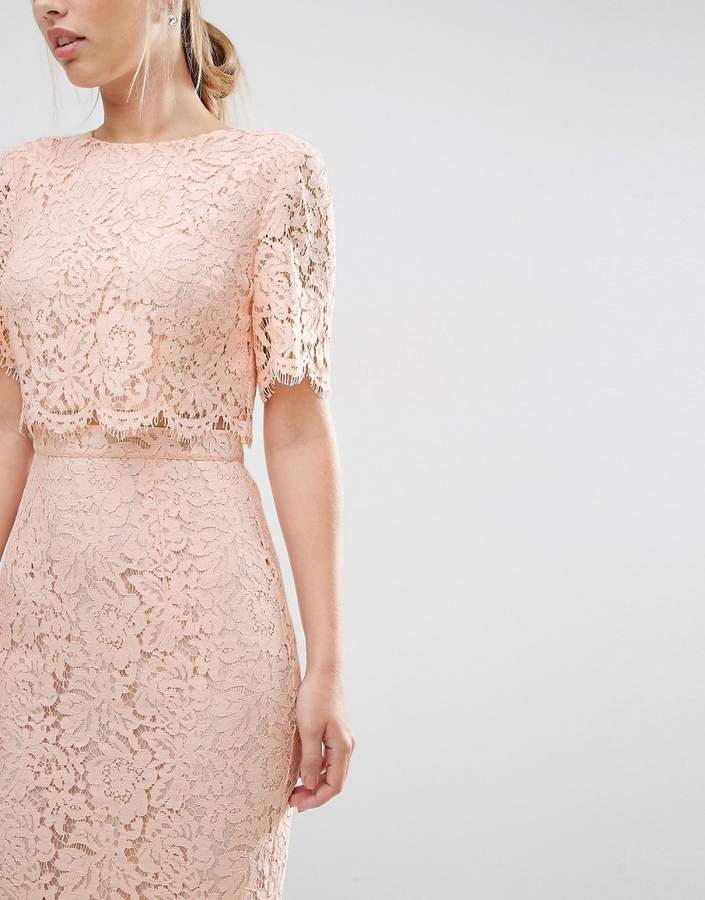 ASOS Lace Crop Top Midi Pencil Dress ShopStyle