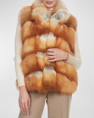 Gorski Chevron Fox Fur Vest - 24"