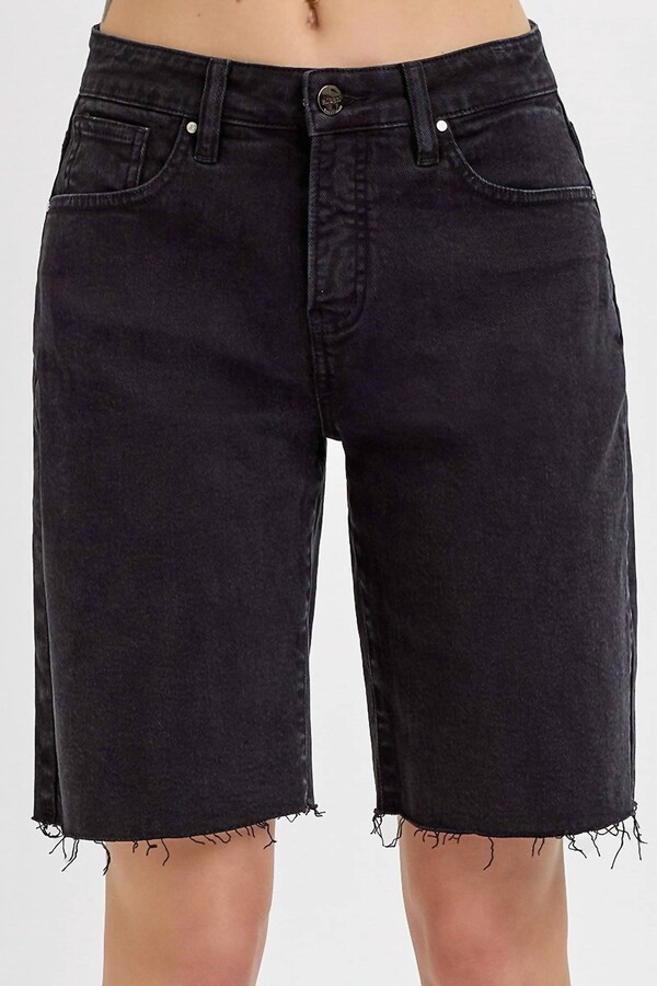 RISEN Mid Rise Relaxed Fit Bermuda Shorts - Plus In Black