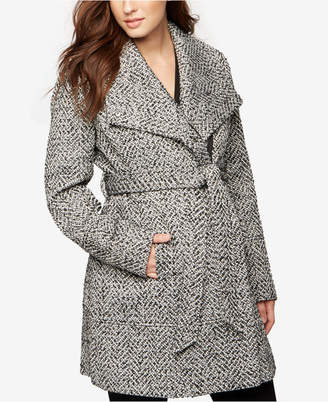 A Pea in the Pod Maternity Belted Shawl-Collar Coat