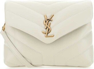 Yves Saint Laurent White Leather Saharienne Shoulder Bag - Yoogi's Closet