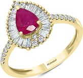 Thumbnail for your product : Effy 14K Yellow Gold, Ruby & Diamond Halo Ring