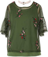 Thumbnail for your product : Speechless 3/4 Sleeve Mesh Layered Top w Choker Necklace- Girls' 7-16
